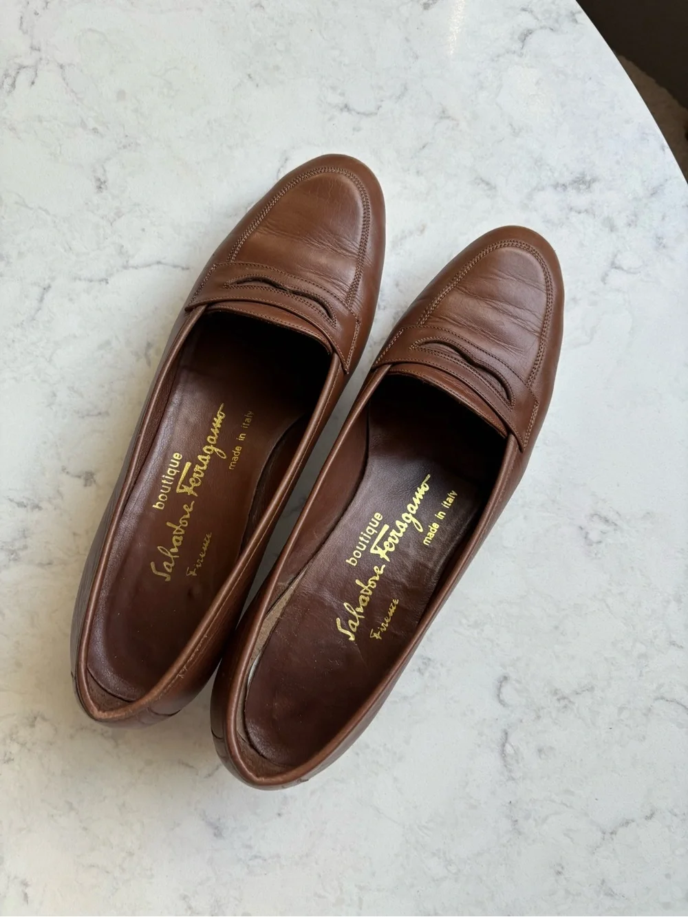 Salvatore Ferragamo Women’s Chestnut Brown Leather Penny Loafers